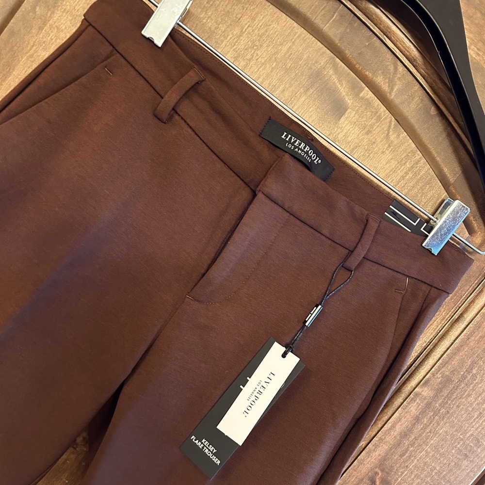 Rich brown Liverpool Kelsey Flare Trouser pants.